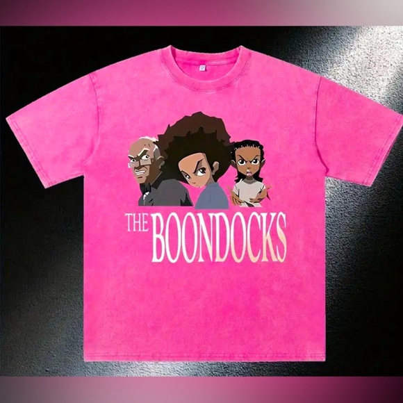 BOONDOCKS U-Neck Short Sleeve T Shirt: Rose-Pink, Unisex. NWOT - Picture 1 of 4